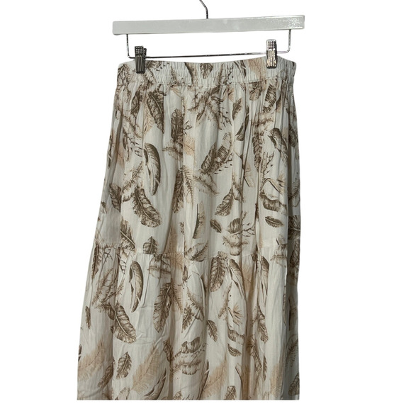ELAN INTERNATIONAL WOMENS XLARGE TIERED PRINTED MAXI SKIRT CREAM BEIGE NEW - Picture 9 of 13